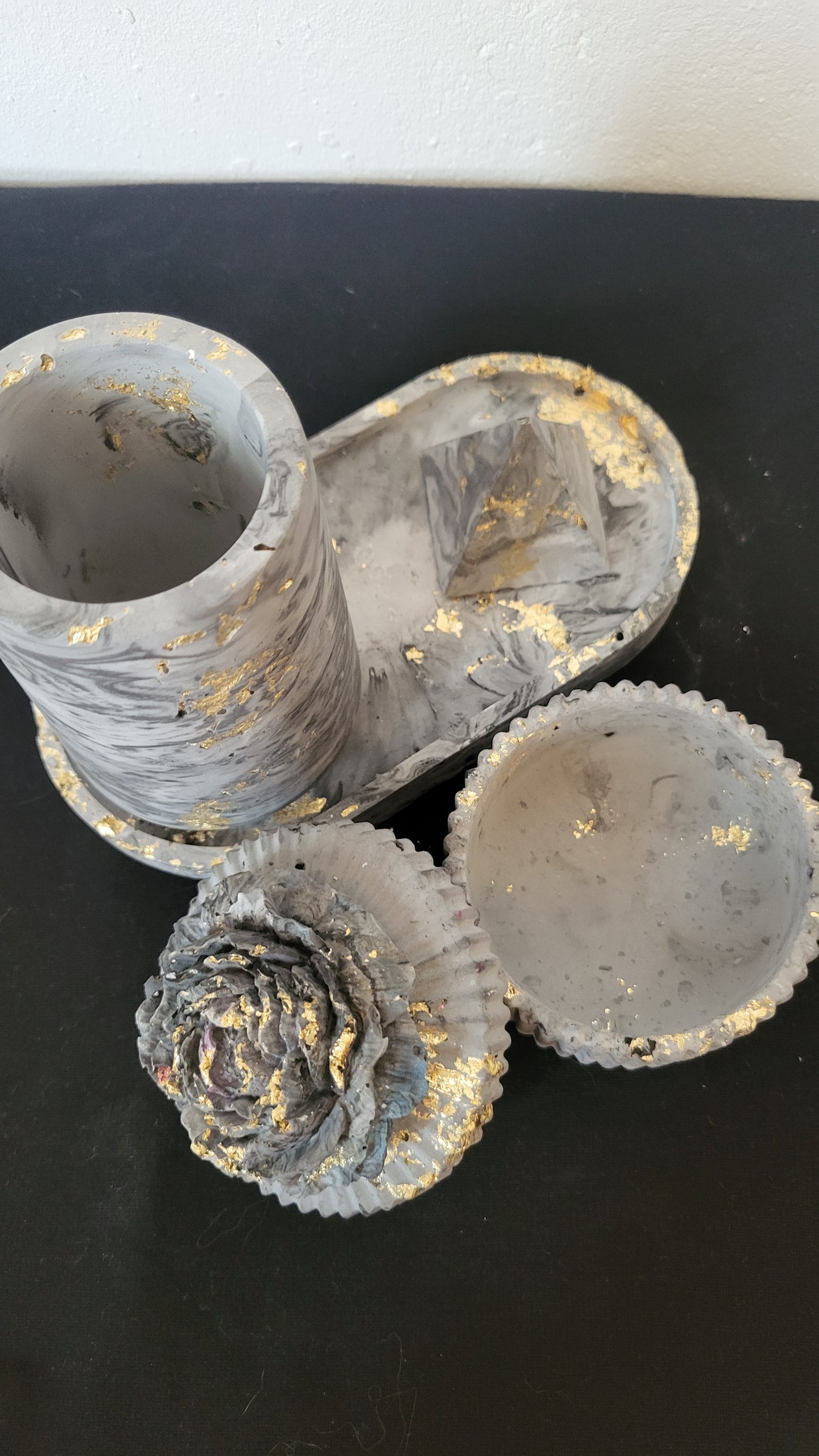 🖤 Les Créa – Set Noir gris Marbré Doré