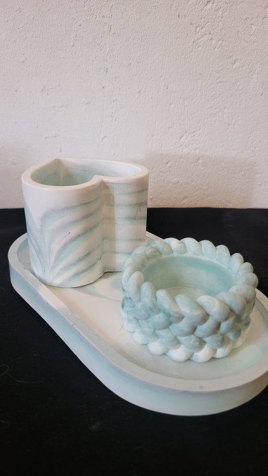 💚 Les Créa – Set marbré vert d’eau