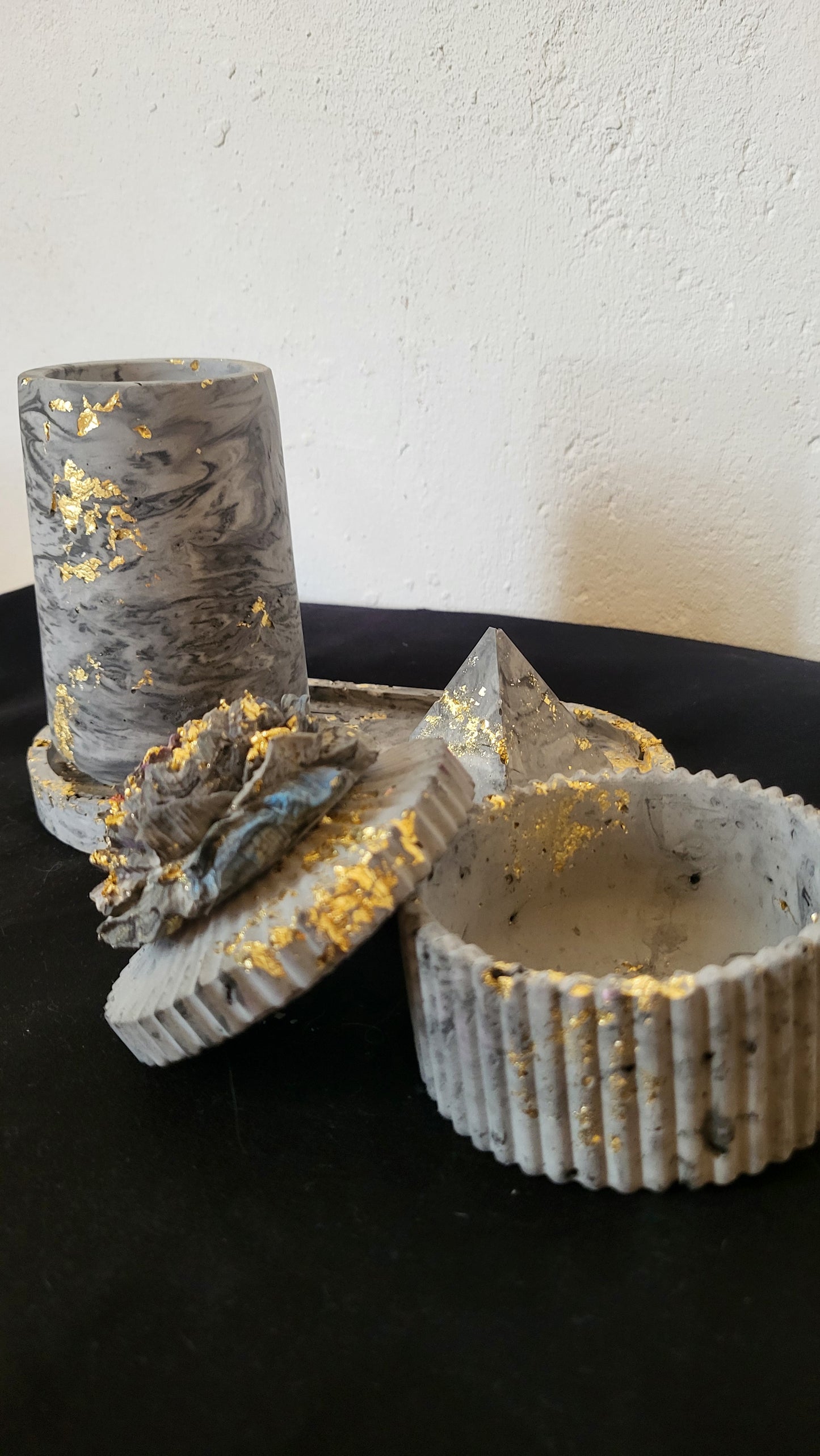 🖤 Les Créa – Set Noir gris Marbré Doré