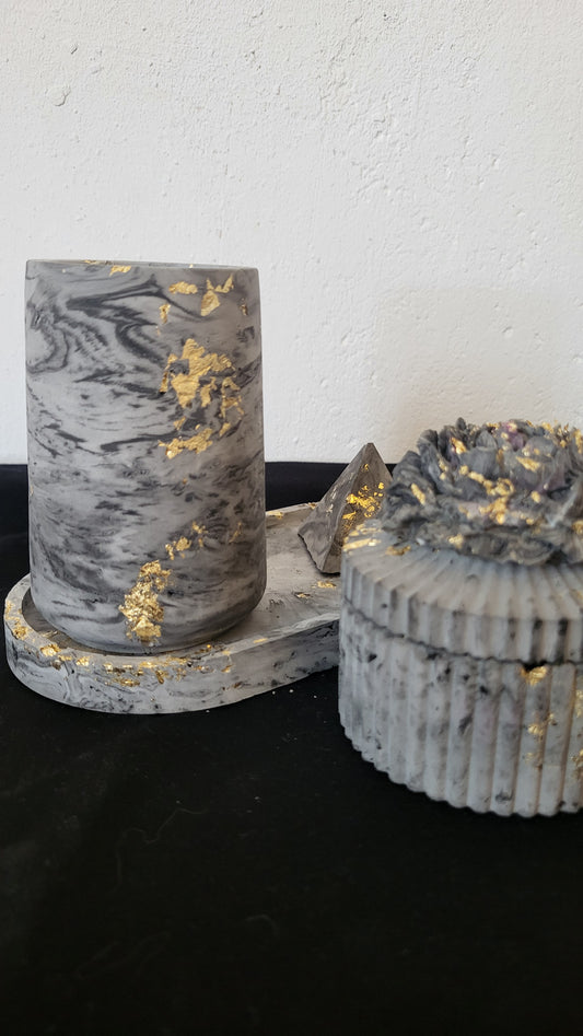 🖤 Les Créa – Set Noir gris Marbré Doré