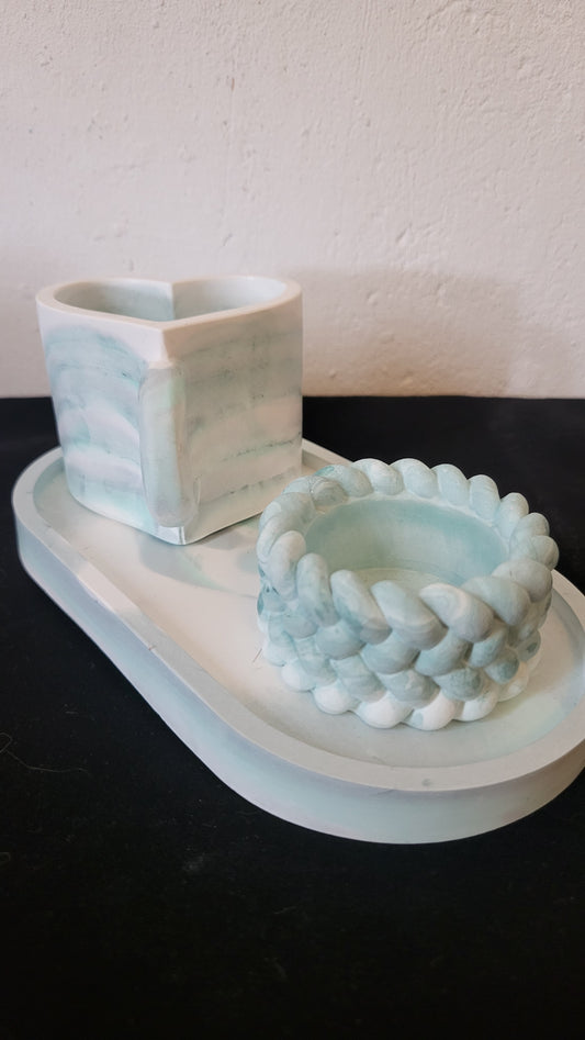 💚 Les Créa – Set marbré vert d’eau