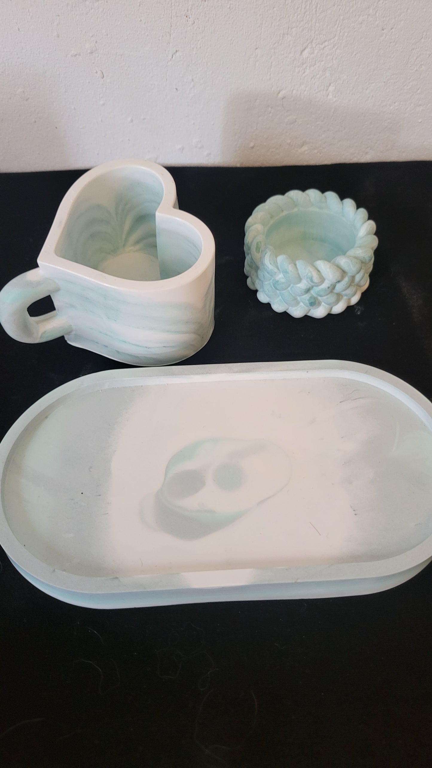 💚 Les Créa – Set marbré vert d’eau